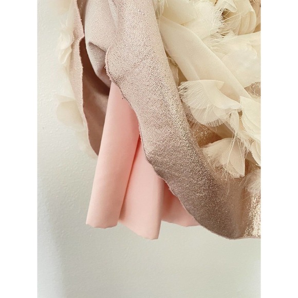 ZOE LTD Girl’s Fancy Shiny Ivory Pink Dress Size 4 “Feathers” Reg Price $350 - Picture 5 of 5